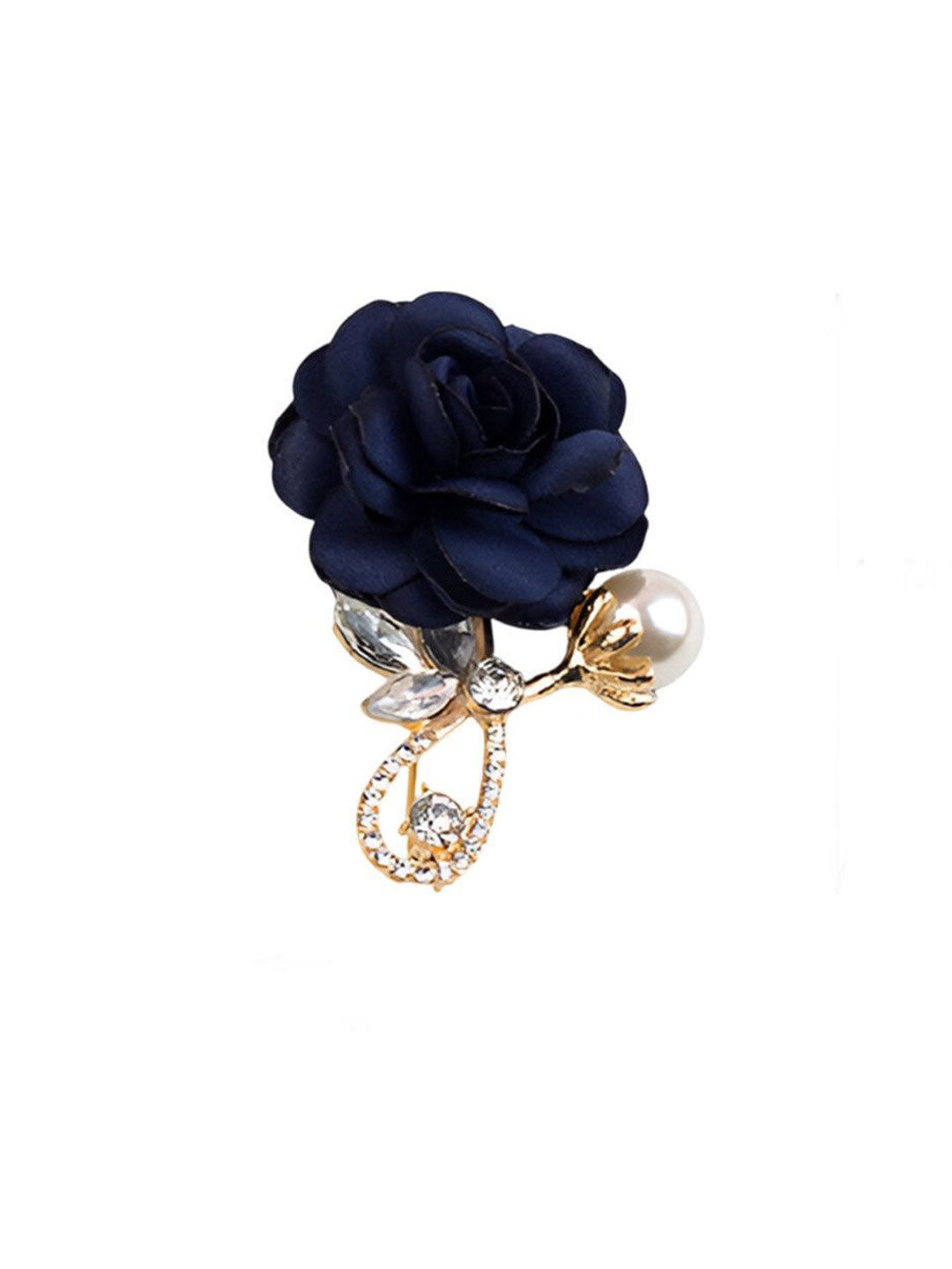 SYGA Stone Studded & Pearls Beaded Retro Rose Flower Brooch