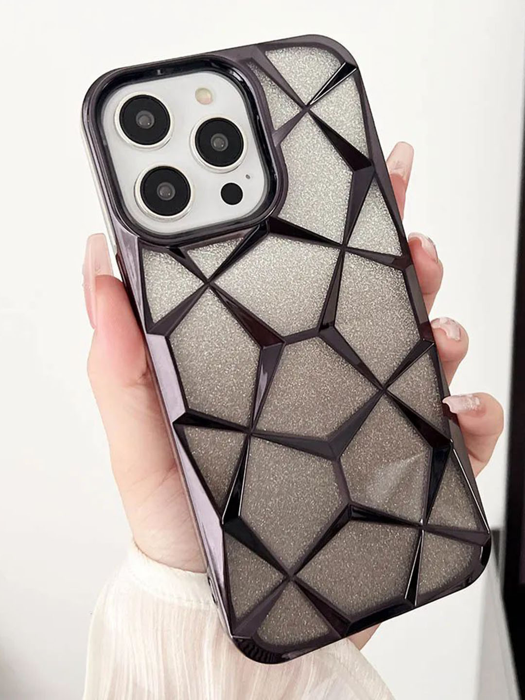 Luxury Kase LK079 iPhone 15 Pro Geometric Shape Diamond Pattern Back Case