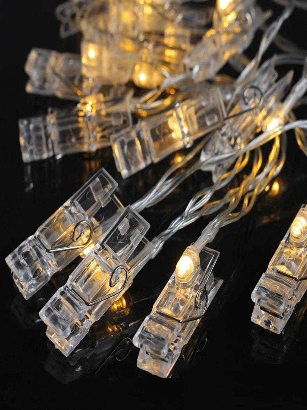 SPARK WORLD White & Yellow Photo Clip Waterproof String Lights