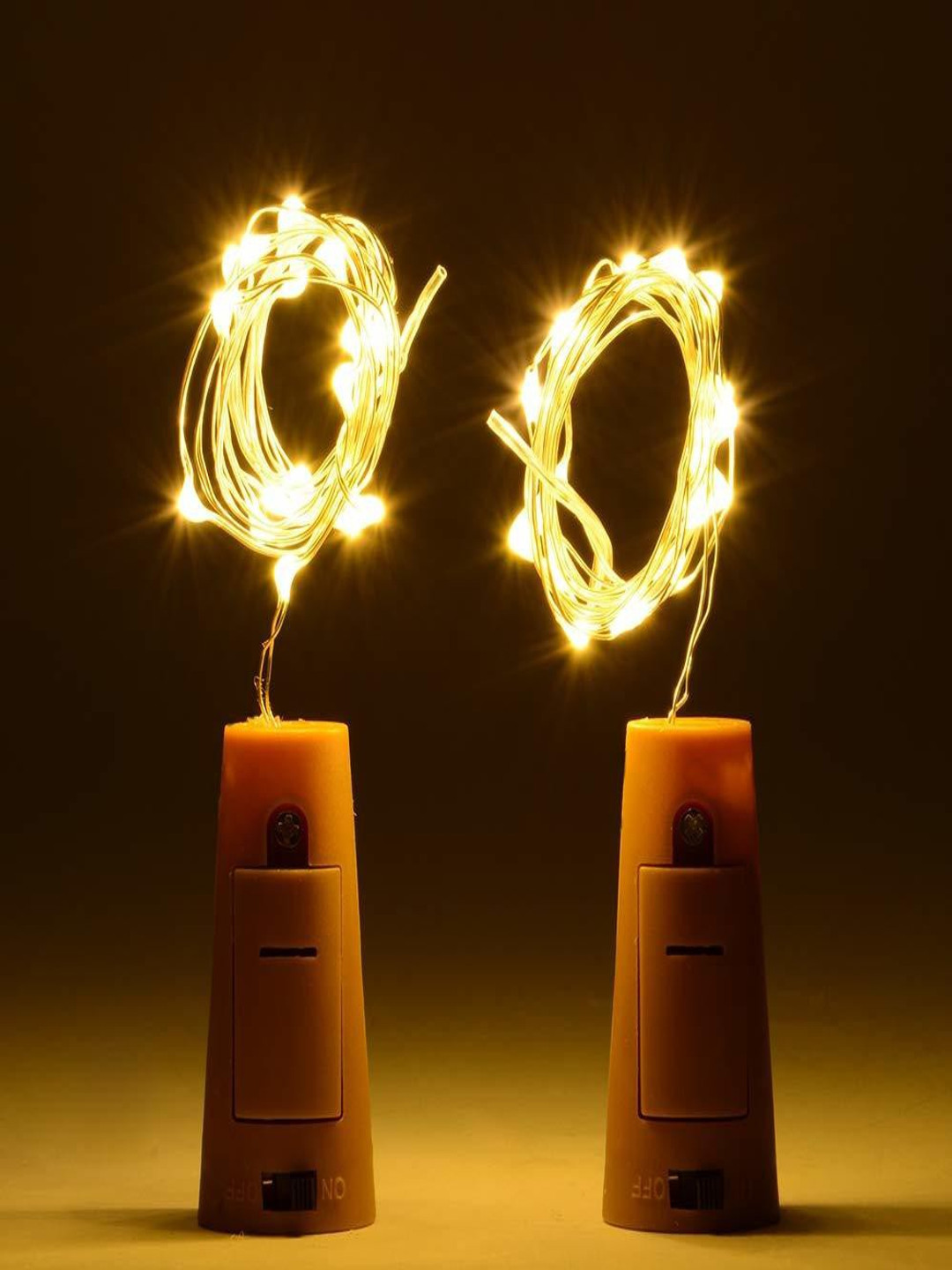 SPARK WORLD Gold Toned & Brown 2 Pieces Cork LED String Lights