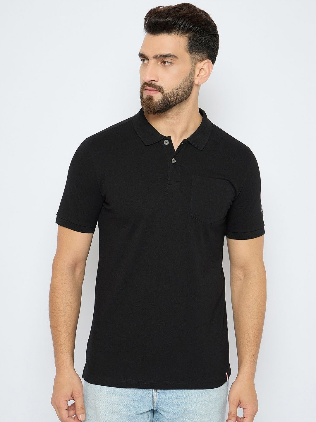 AXMANN Men Solid Polo Collar Cotton T-shirt