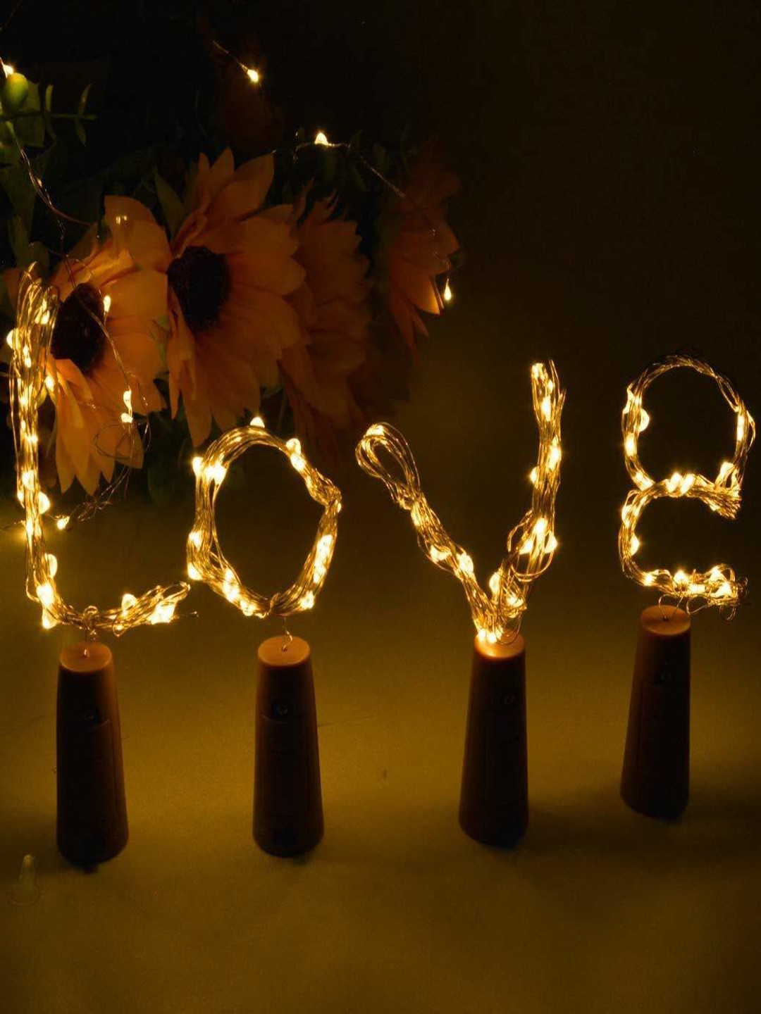 ENORMITY 5Pcs Yellow Rice Shape Cork String Lights
