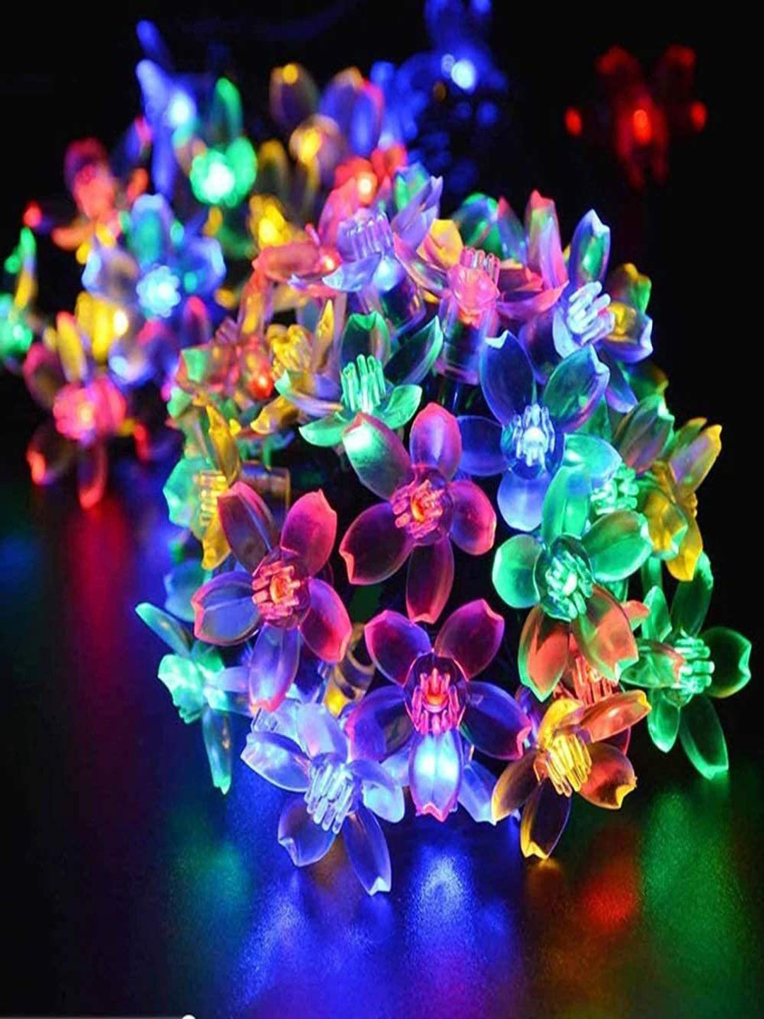 SPARK WORLD Multicolor 16 LEDs Flower String Lights
