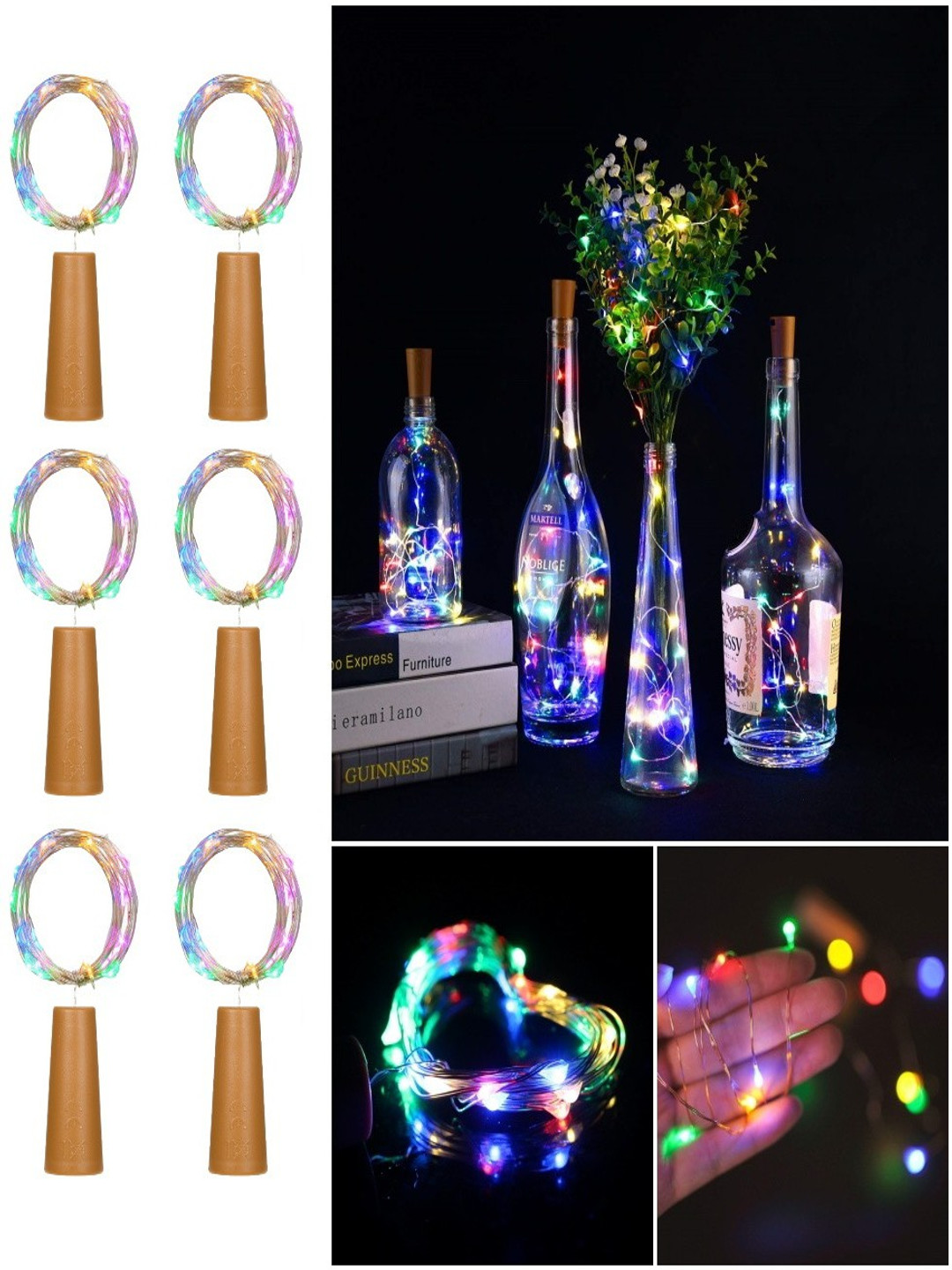 SPARK WORLD 2m Multicolor 20 LEDs Rice Shape 6 Piece String Lights