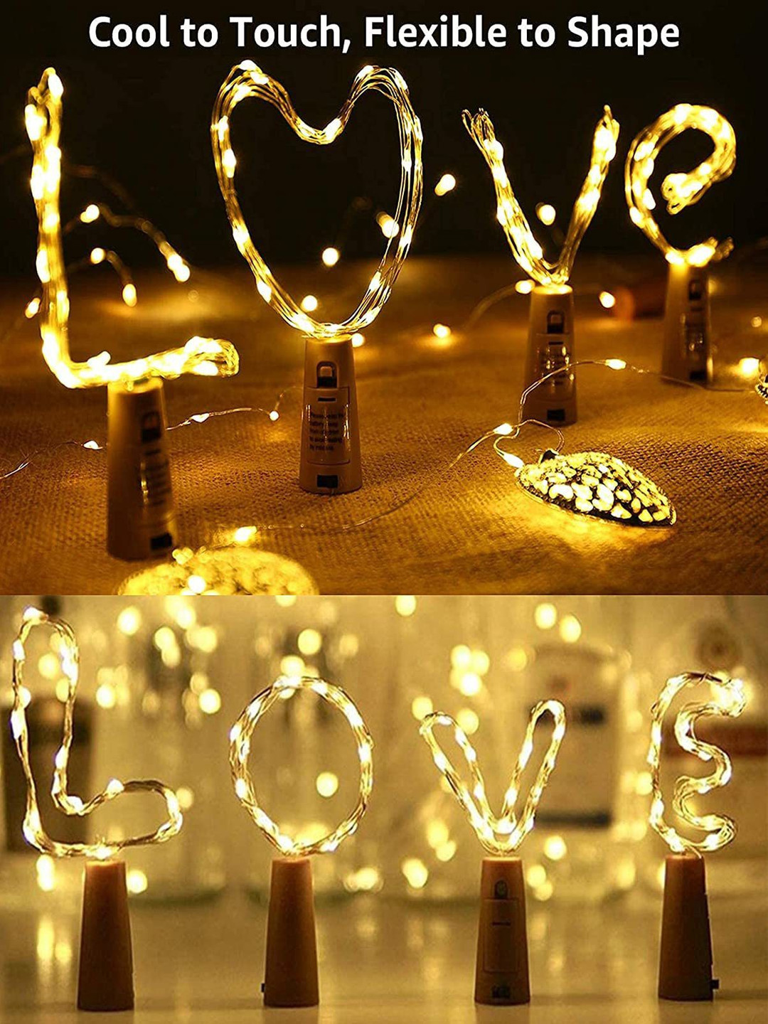 ENORMITY Yellow 4 Pieces Rice Shaped Cork LED String Lights