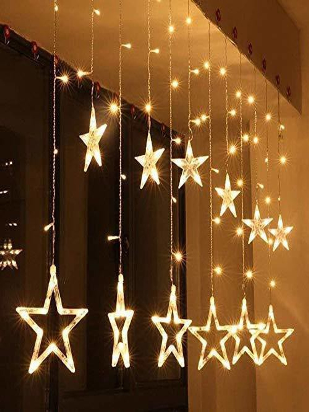 SPARK WORLD Warm Yellow Waterproof Star Bulb String Lights