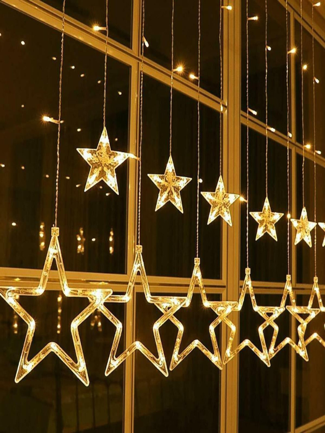 SPARK WORLD 136 Yellow Star Shaped LED String Lights