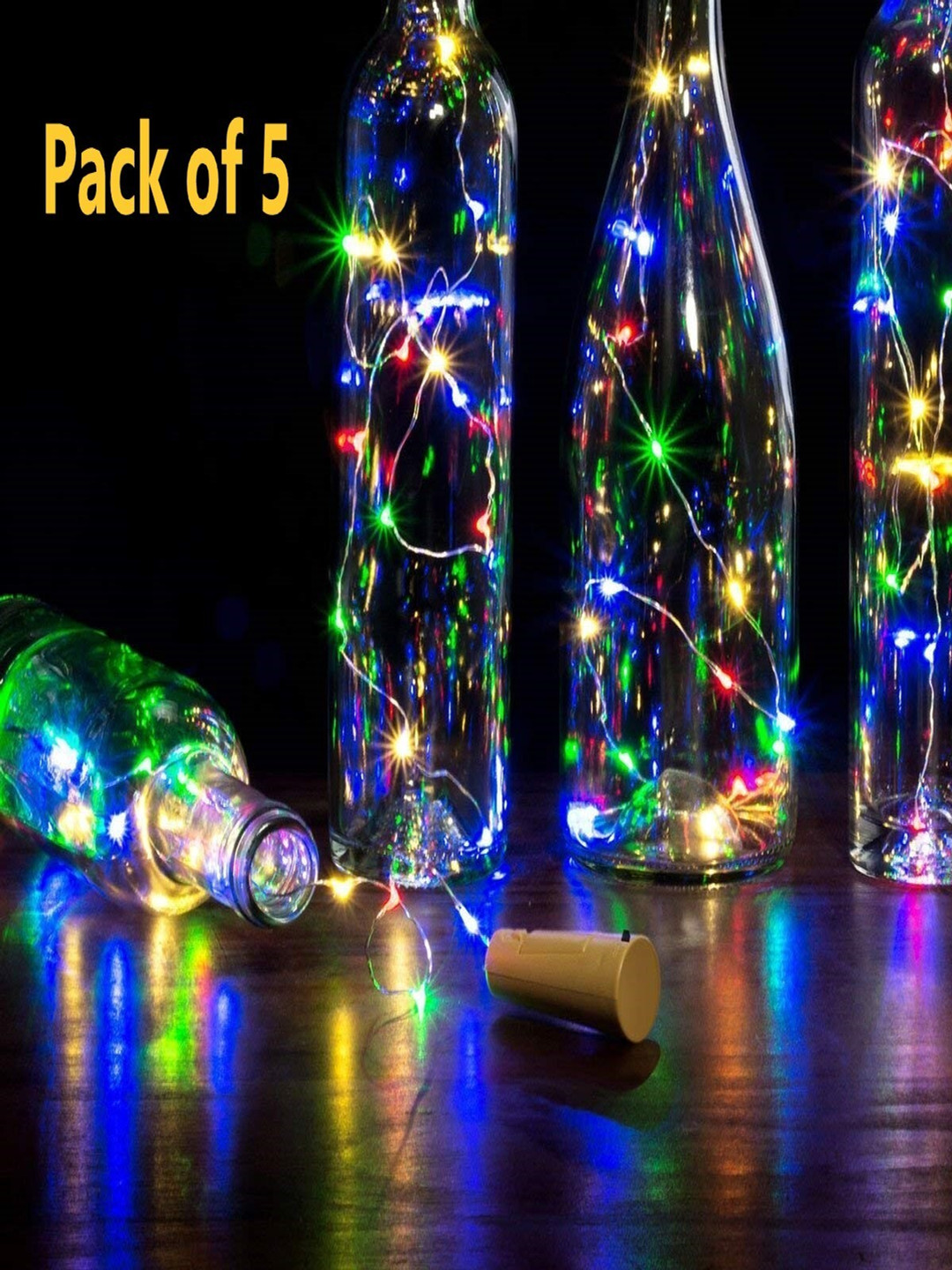 SPARK WORLD Blue & Red 5 Pcs Rice Shaped Cork Fairy String Lights