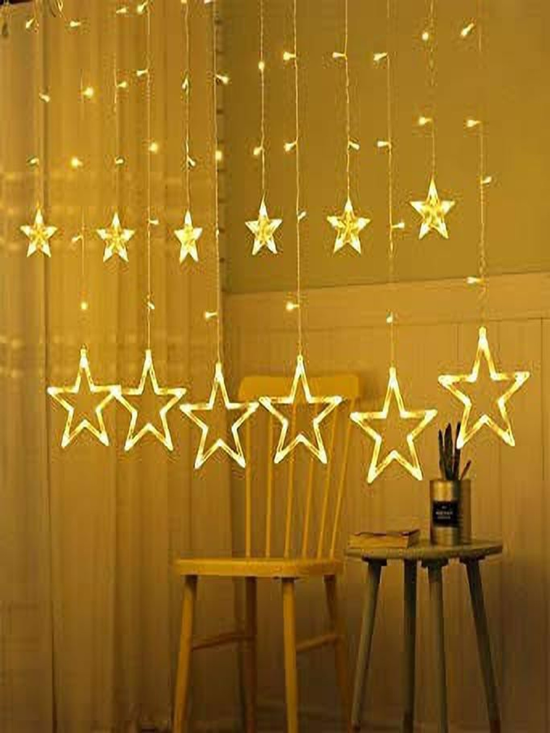 SPARK WORLD 12 Yellow Star Shaped LED String Lights