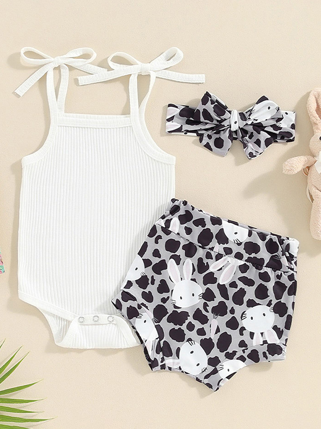 LULU & SKY Girls Pure Cotton Top With Shorts & Head Band