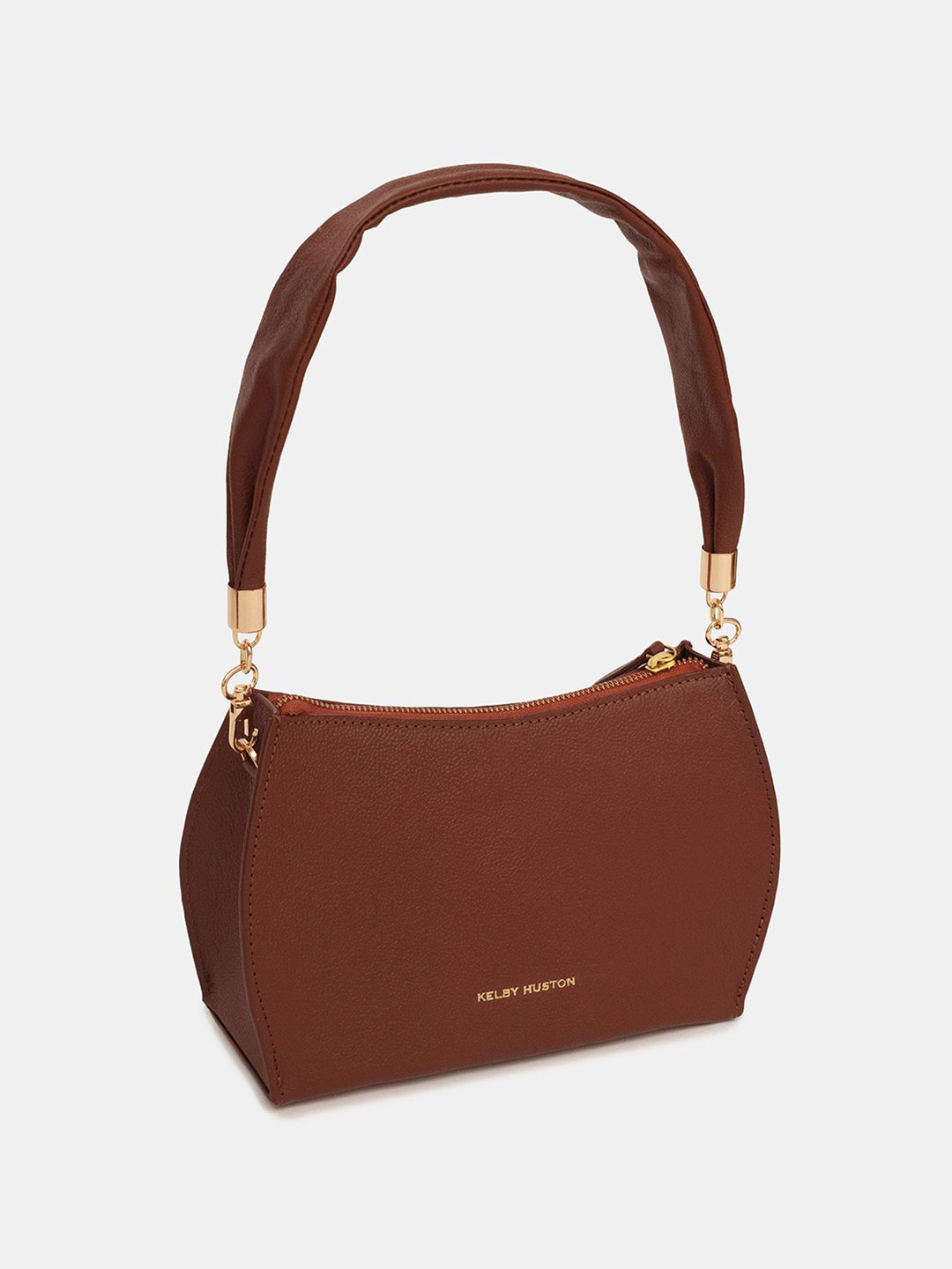 KELBY HUSTON Textured Leather Bowling Shoulder Bag with Fringed