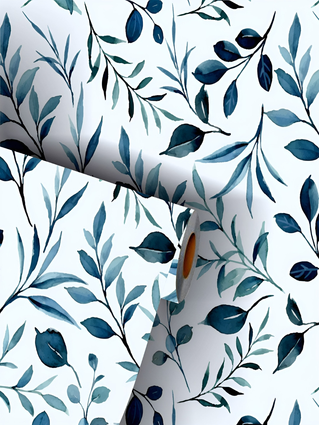 WE KREATE Grey & Blue Printed Self Adhesive Waterproof Wallpaper