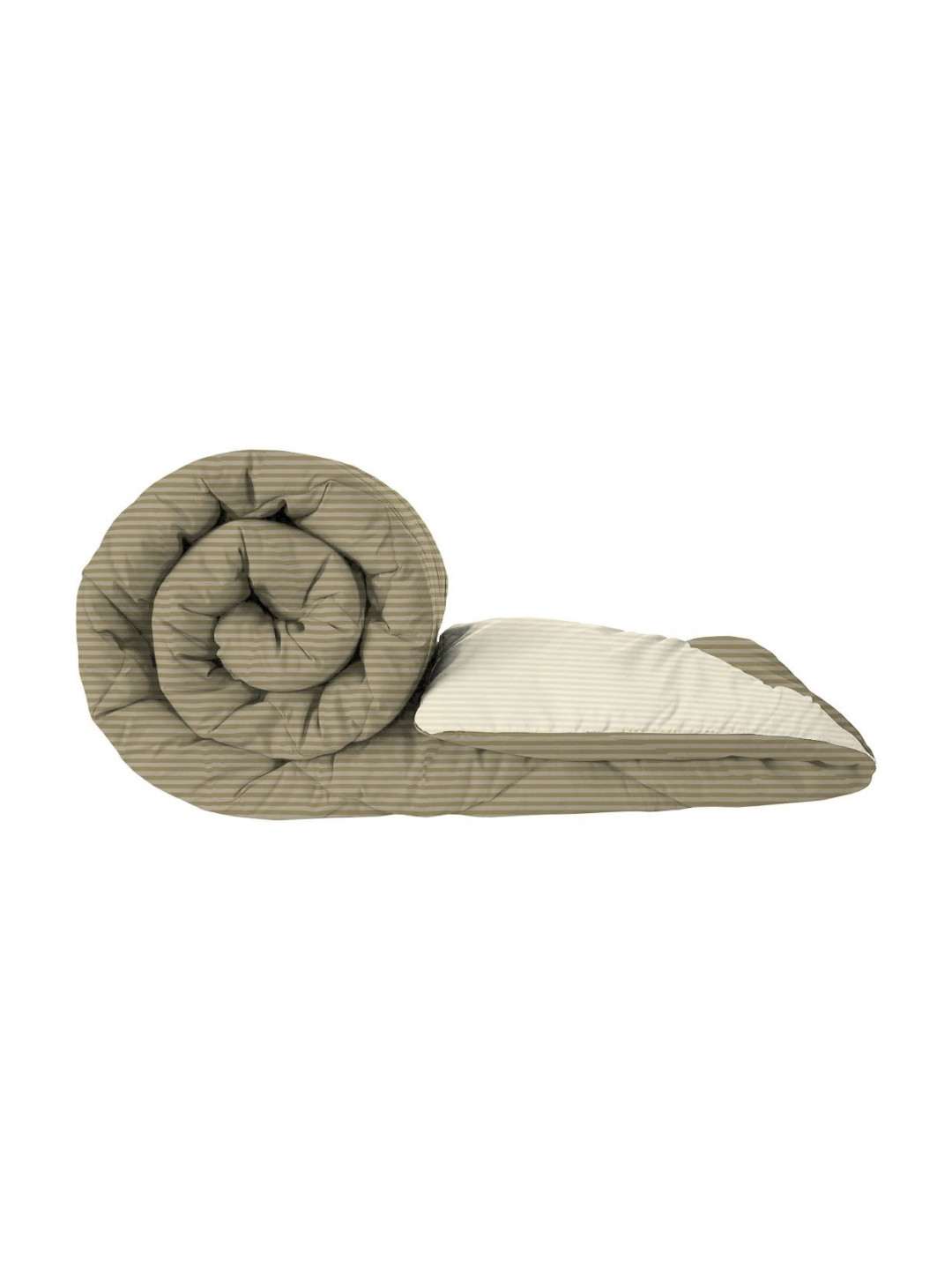 VAS COLLECTIONS Beige & Brown Striped Microfiber Heavy Winter 233 GSM Double Bed Comforter