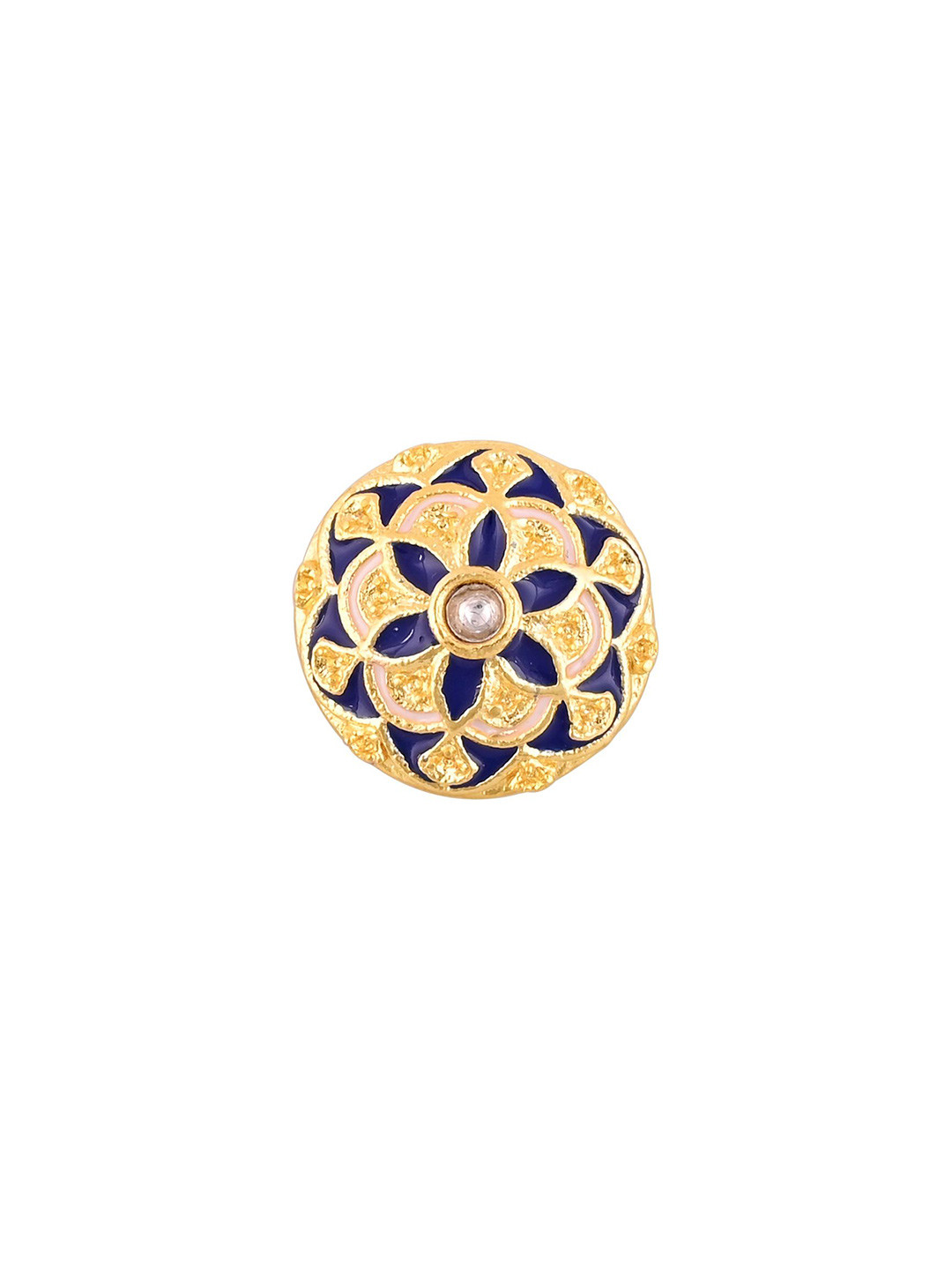 House of Pataudi Gold Plated Stones Studded Circular Brooch