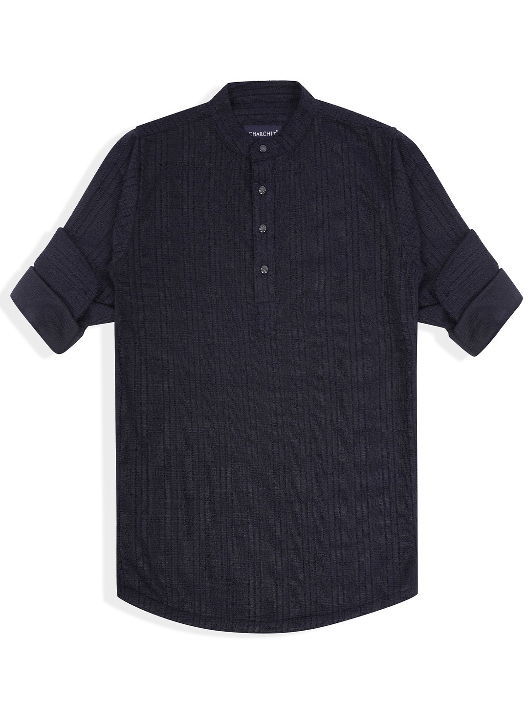 CHARCHIT Boys Comfort Fit Band Collar Textured Cotton Casual Shirt