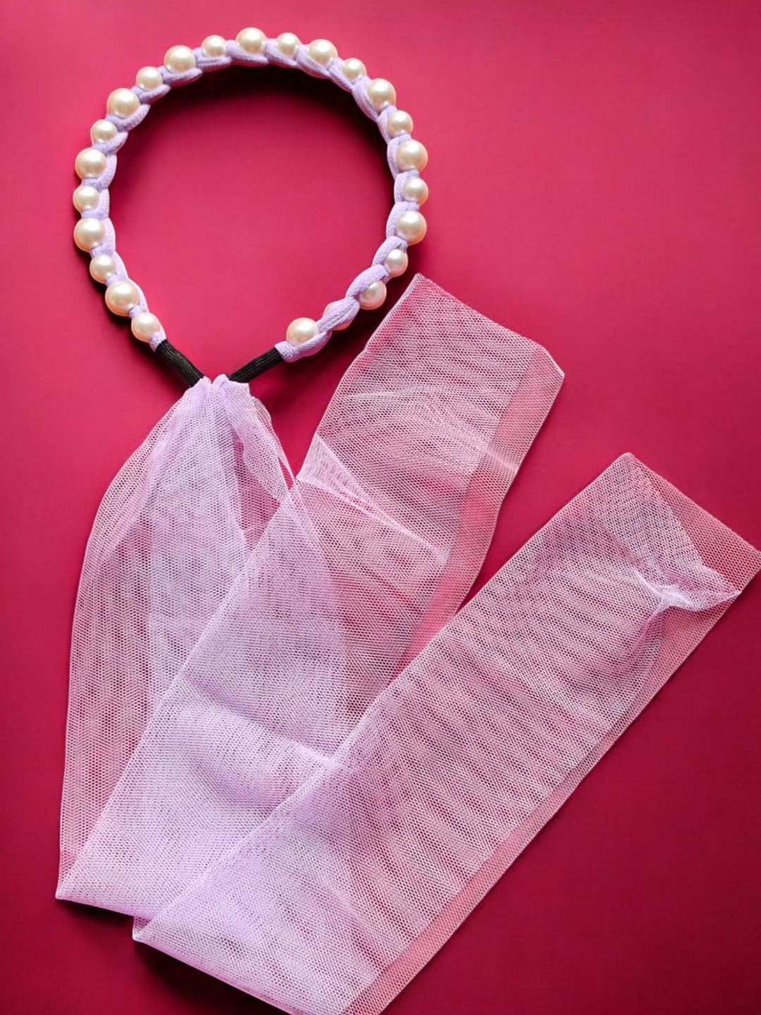 LYTIX Girls Pearl Beaded Hairband With Long Tail