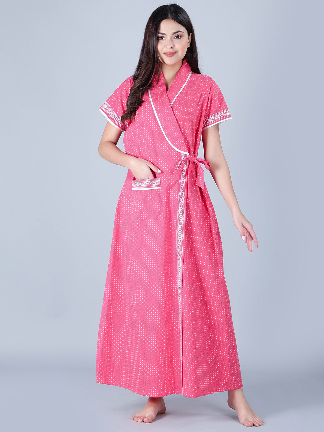 BELLAMY Women Printed Pure Cotton Robe