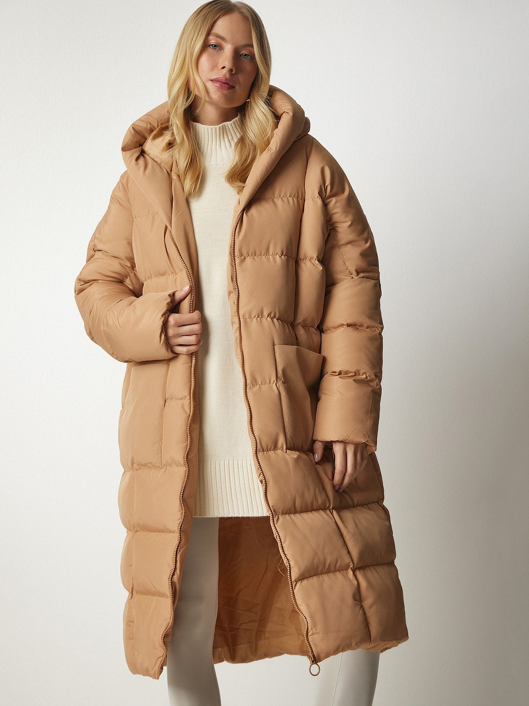 Happiness istanbul Women Hooded Longline Trench Coat