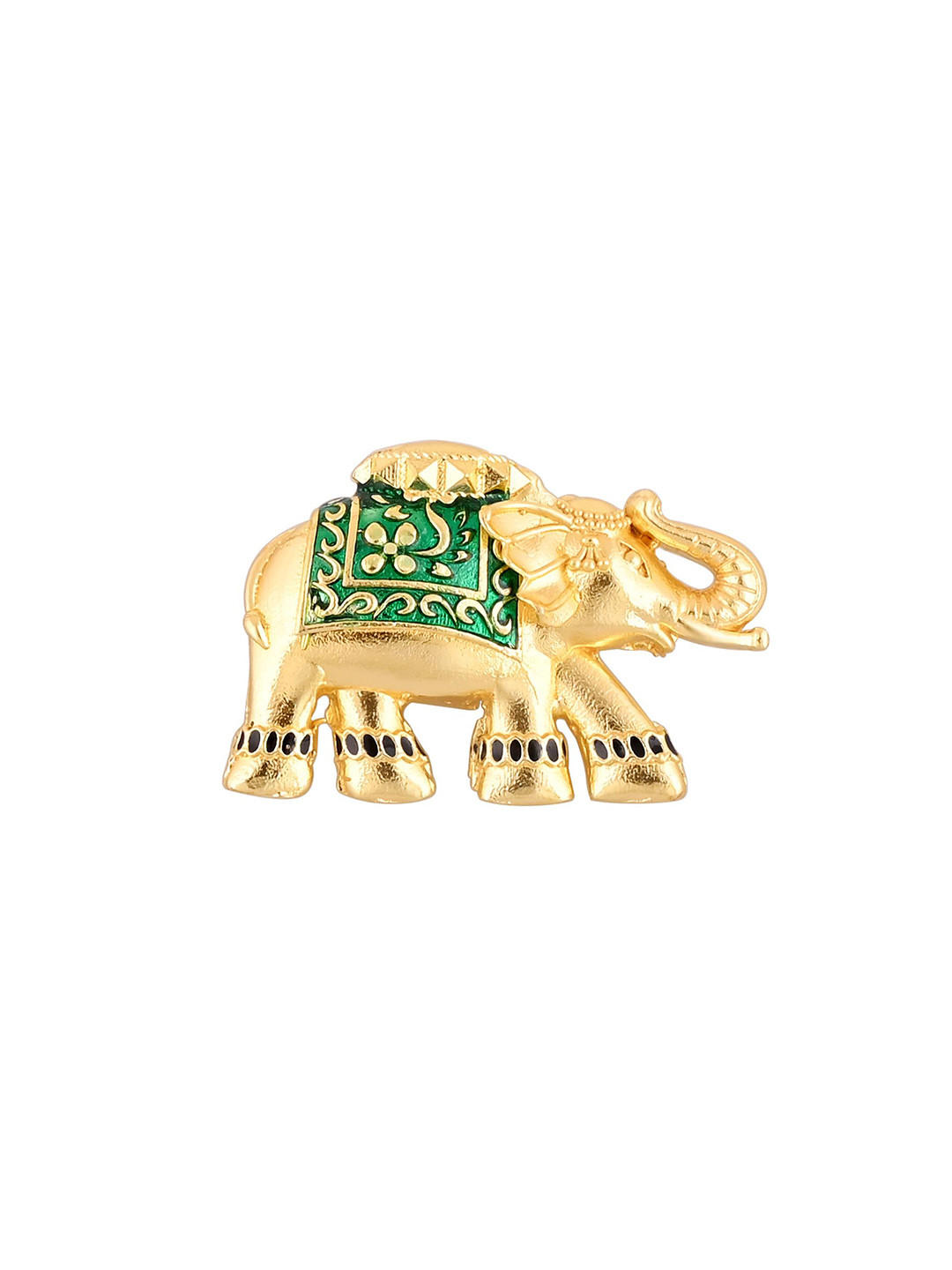 House of Pataudi Men Gold-Plated Elephant Brooch