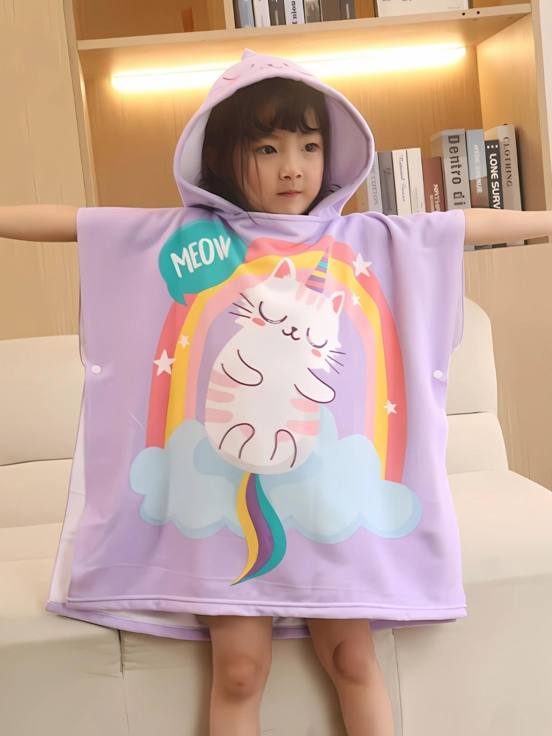 Famyo Purple & White Printed 170 GSM Bath Towel