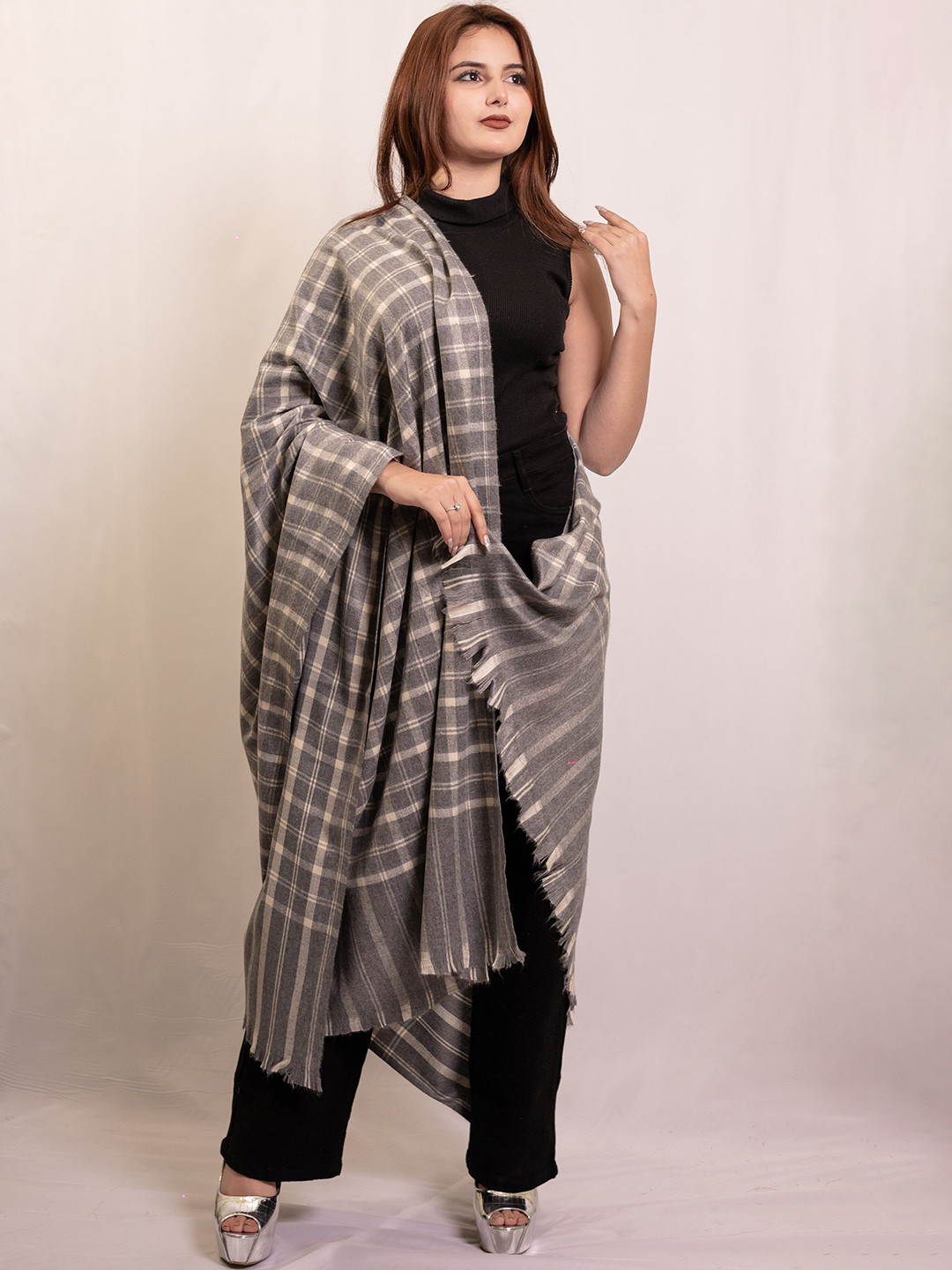 PASHGIRI Striped Printed Shawl