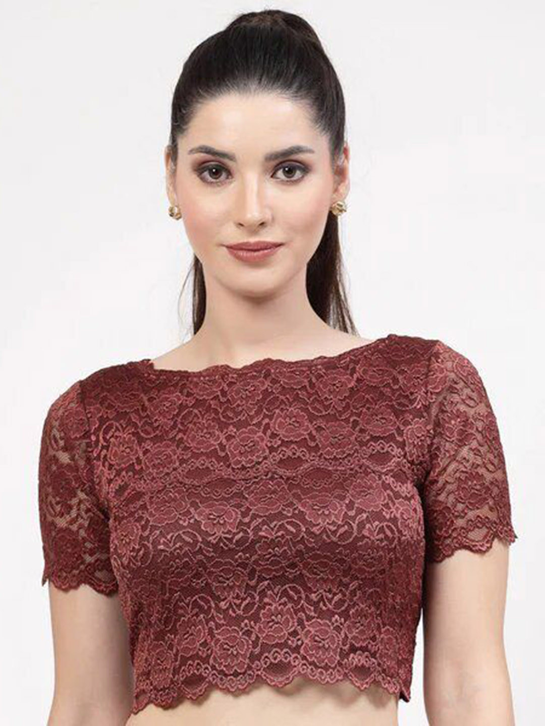 OFFICE & YOU Women Self Design Boat Neck Saree Blouse