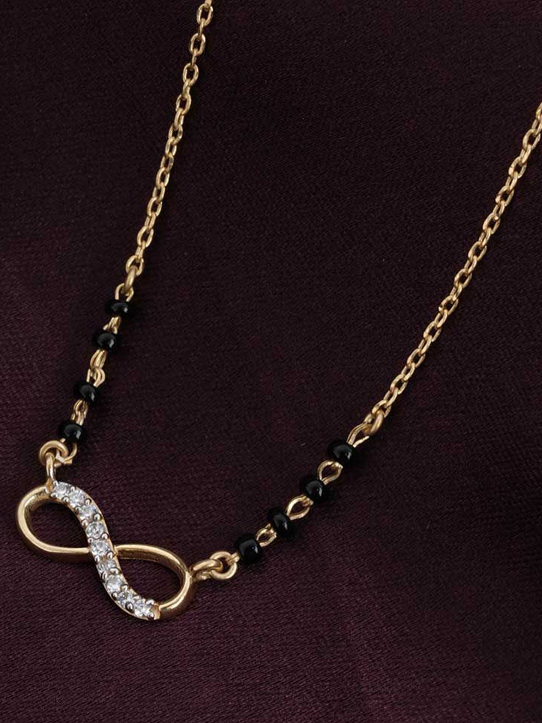 PALMONAS 925 Sterling Silver Gold-Plated Stones and Beads Eternal Bond Mangalsutra