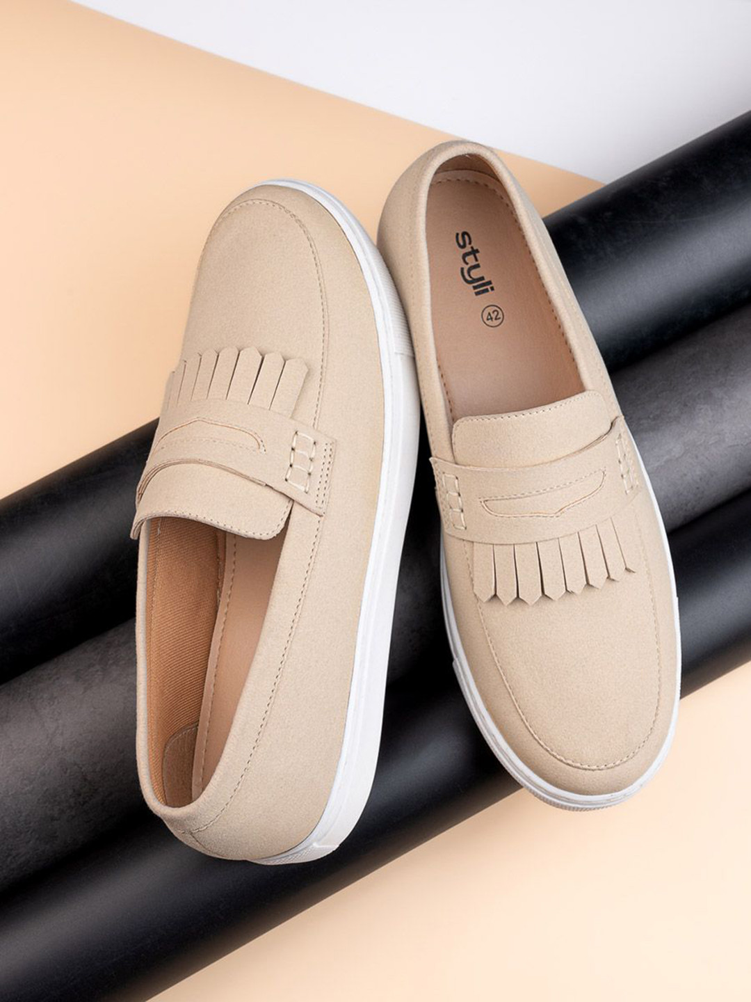 Styli Men Suede Casual Fringed Slip On Loafers