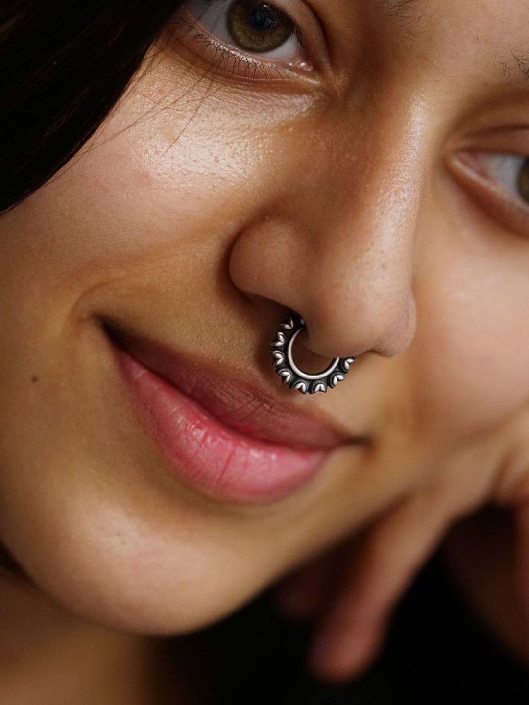 House of Aadyaa 925 Sterling Silver Leaves Septum Nosepin
