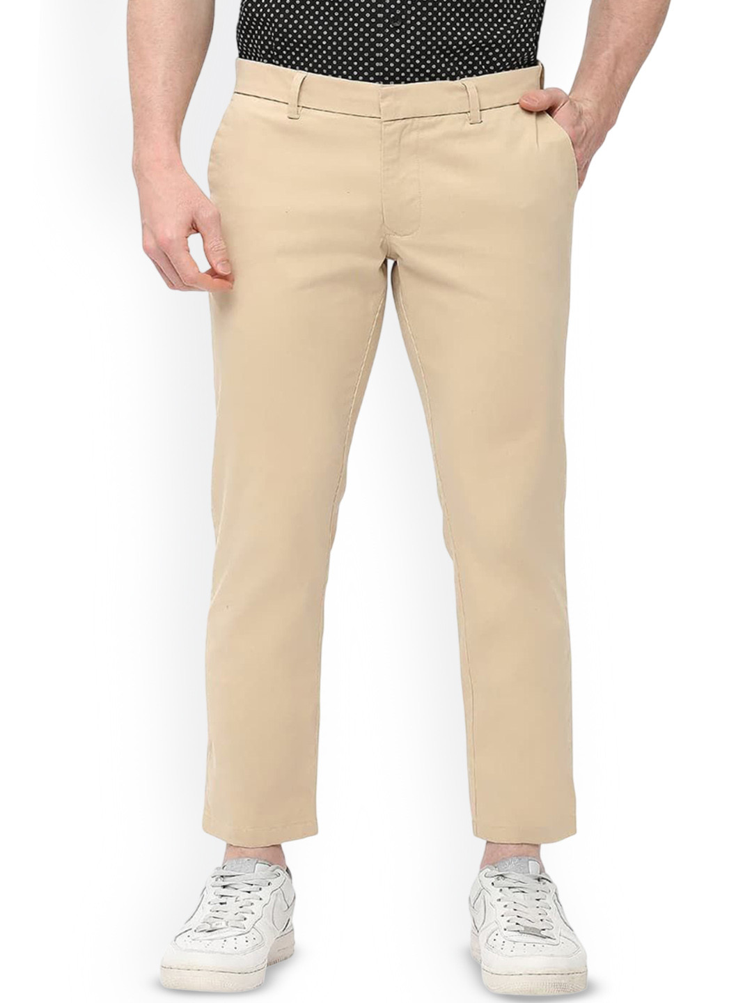 Basics Men Plain Tapered Fit Cotton Trousers