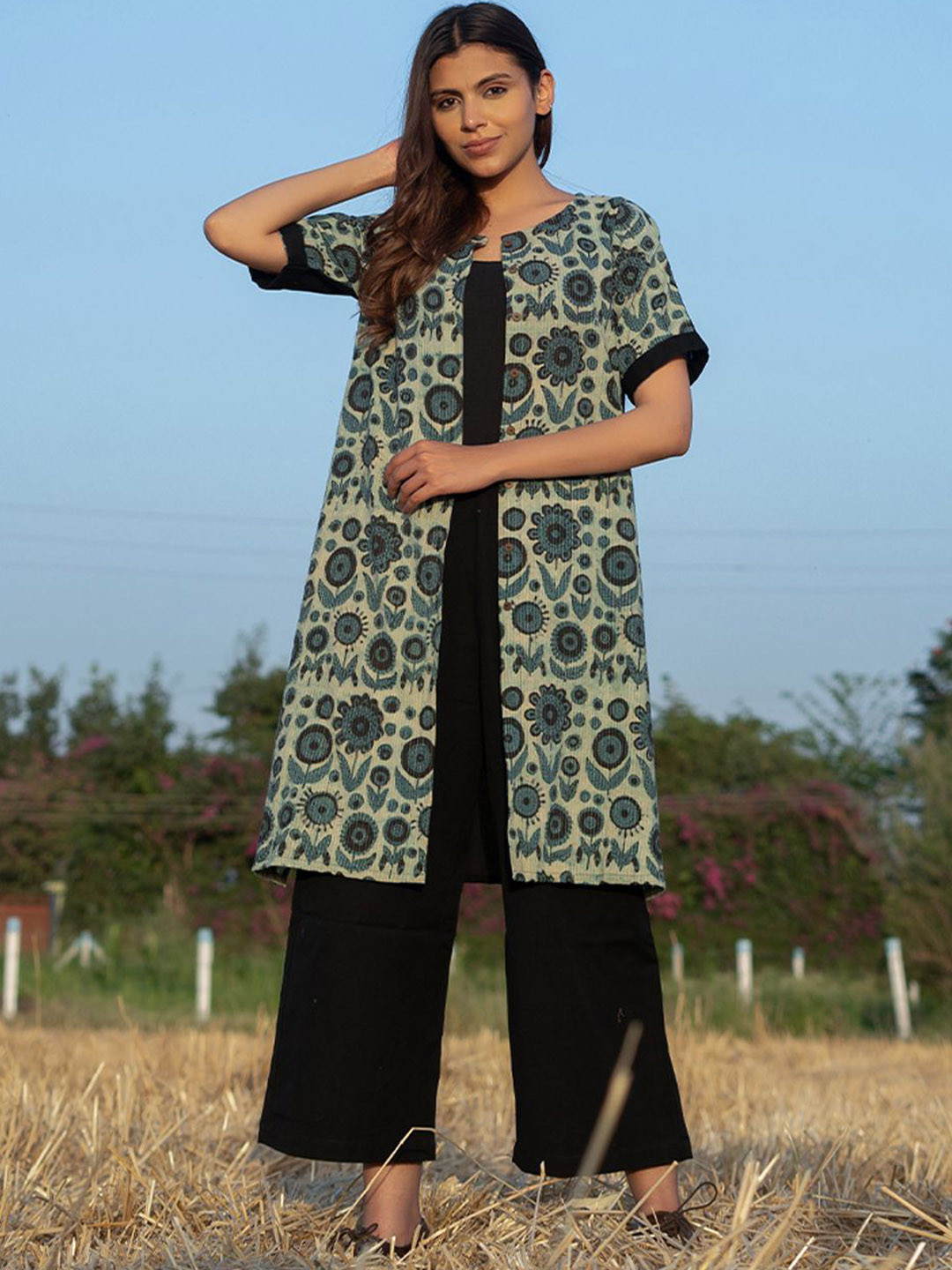 JITI Kalindi Floral Printed Pure Cotton Tunic With Palazzo