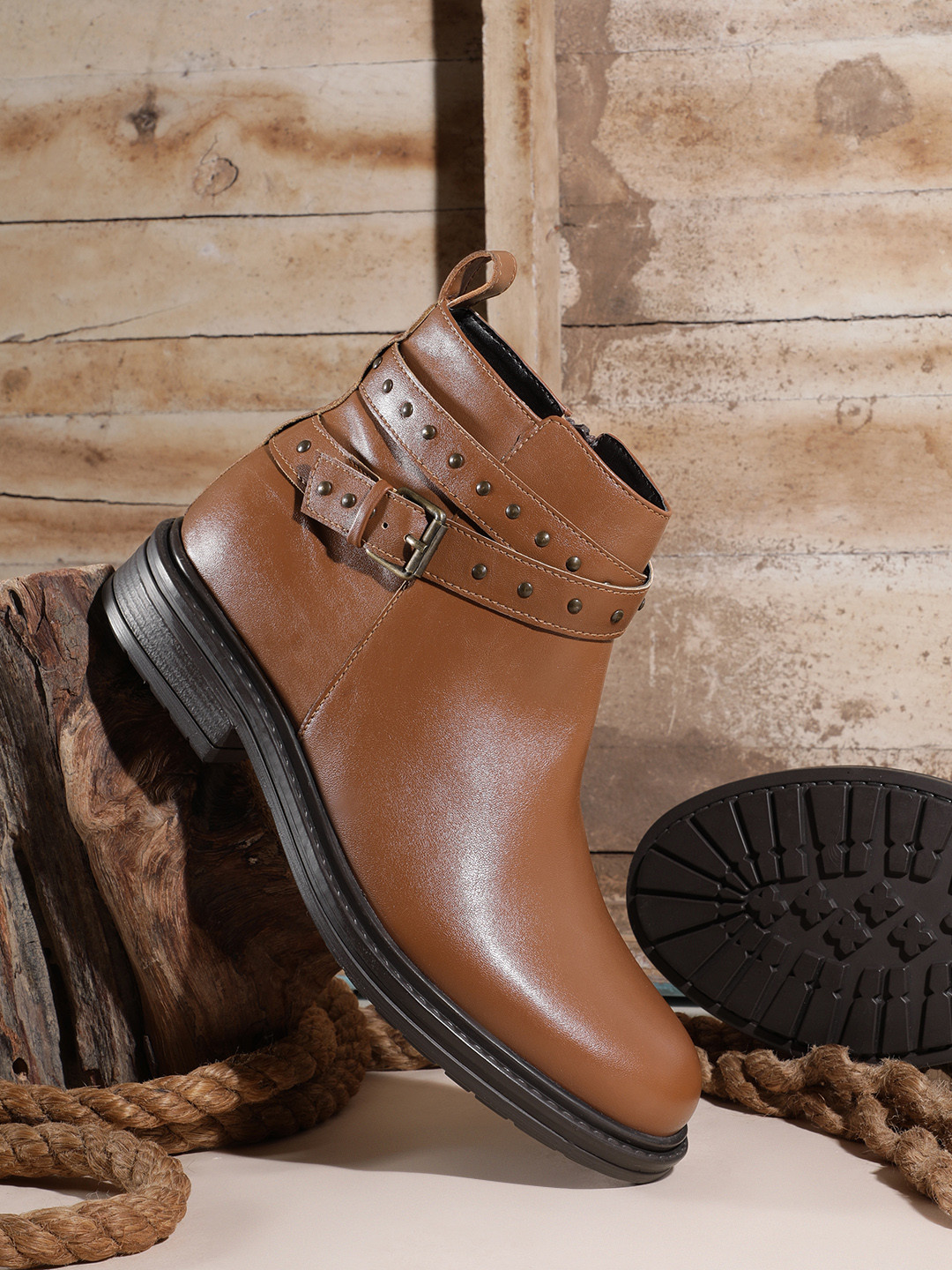 The Roadster Life Co. Women Mid-Top Regular Boots With Belt Detail