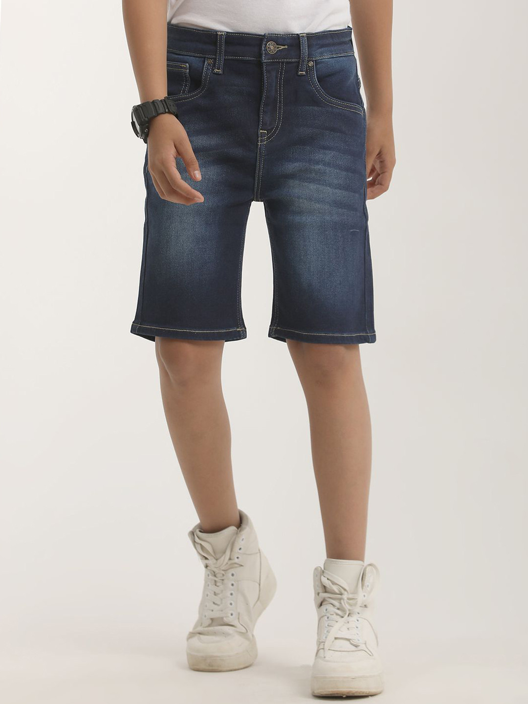 ZION Boys Core Denim Regular Fit Washed Denim Shorts