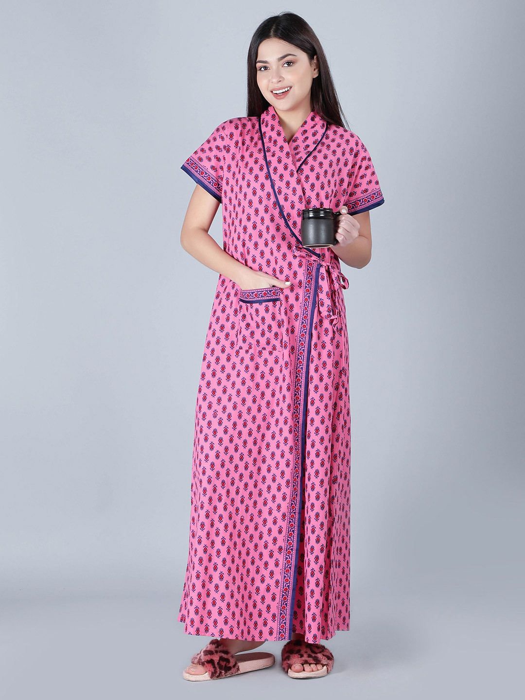 BELLAMY Women Printed Pure Cotton Robe