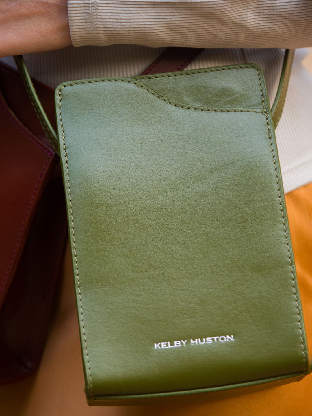 KELBY HUSTON Leather Structured Sling Bag with Bow Detail