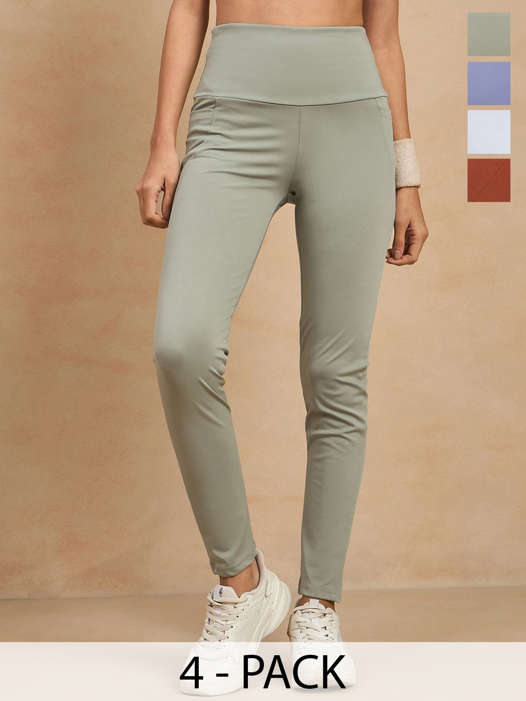 COLOR CAPITAL Women Pack of 4 Skin Fit Antimicrobial Training or Gym Tights