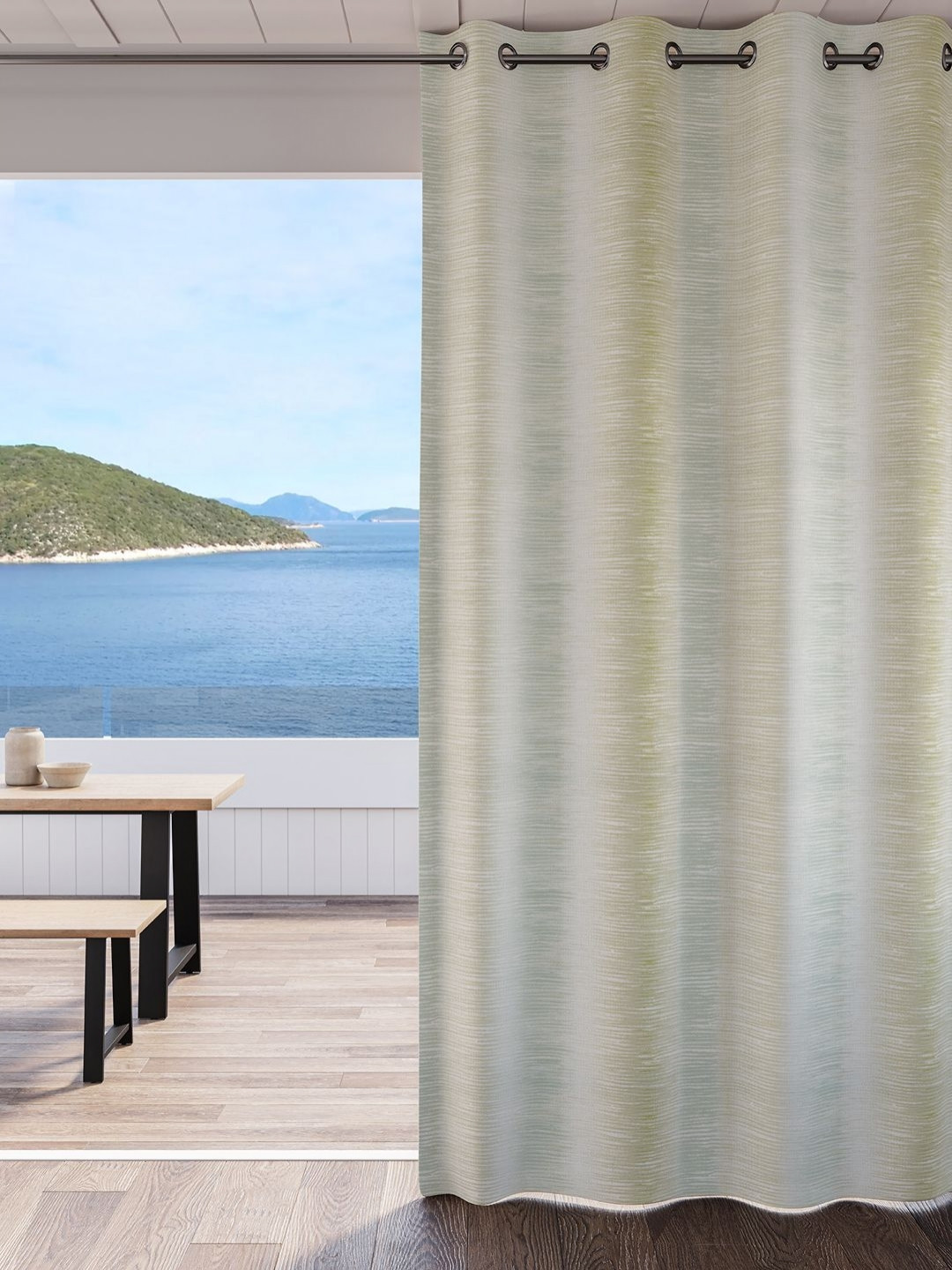 DDecor Green & White Striped Room Darkening Door Curtain