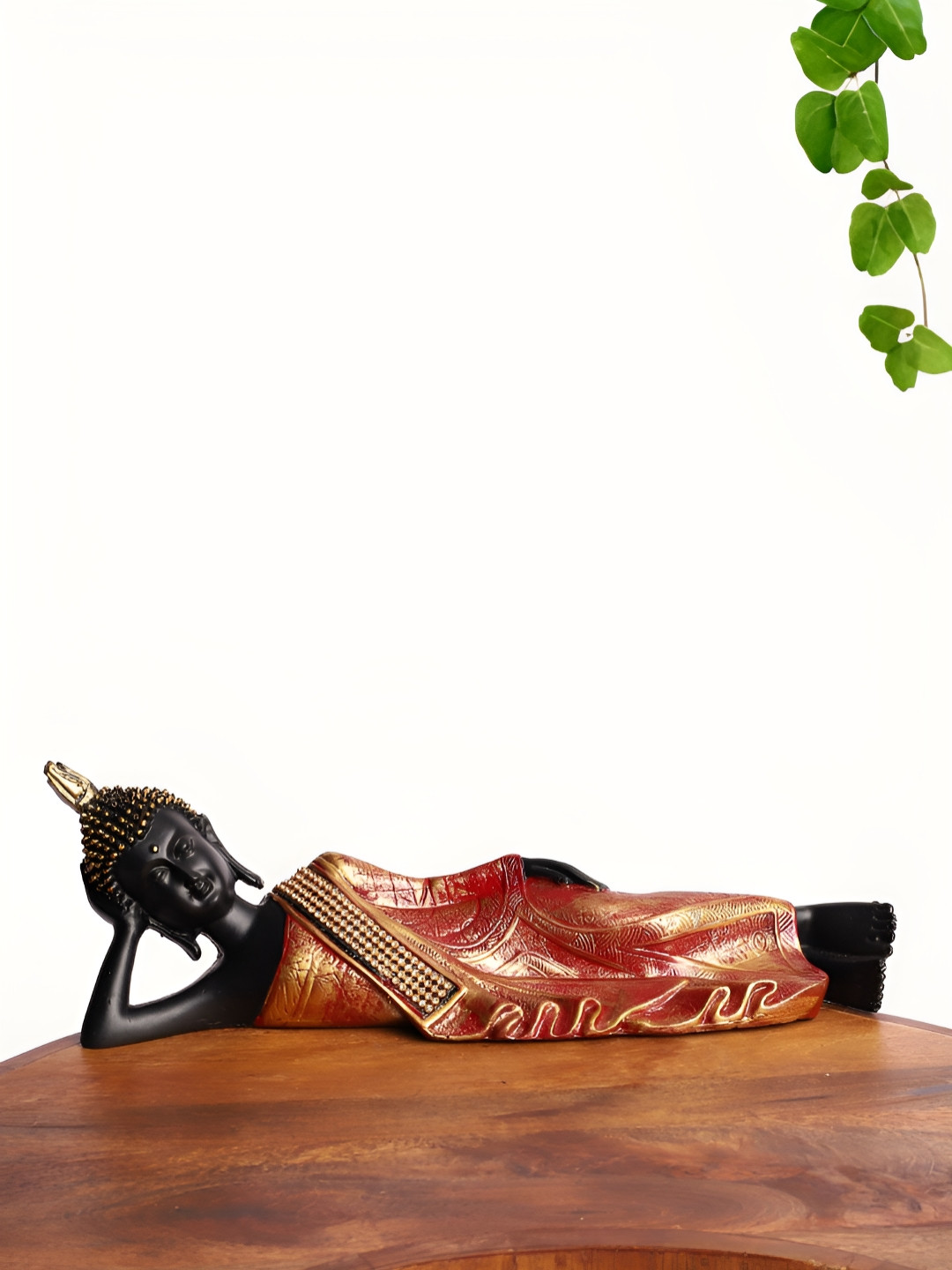 INTERNATIONAL GIFT Reclining Buddha Rust Polyresin Matte Prayer Room Small Showpiece - 1.6 Inches