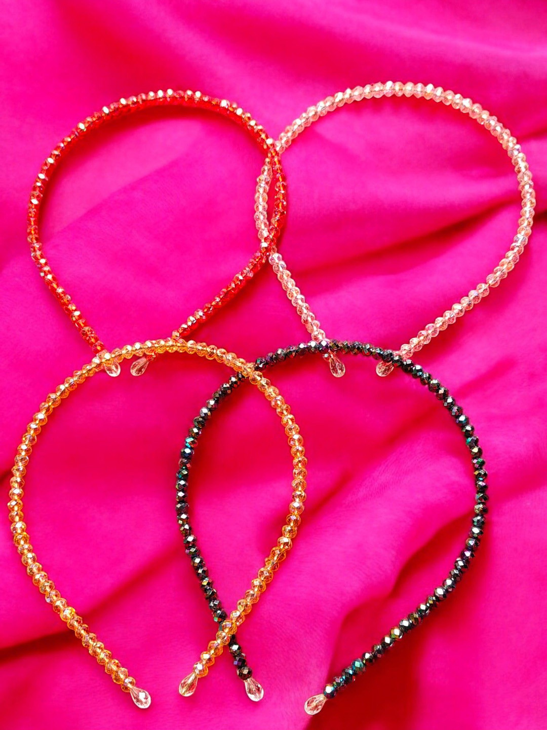 LYTIX Girls Set Of 4 Rhinestone Embellished Hairbands