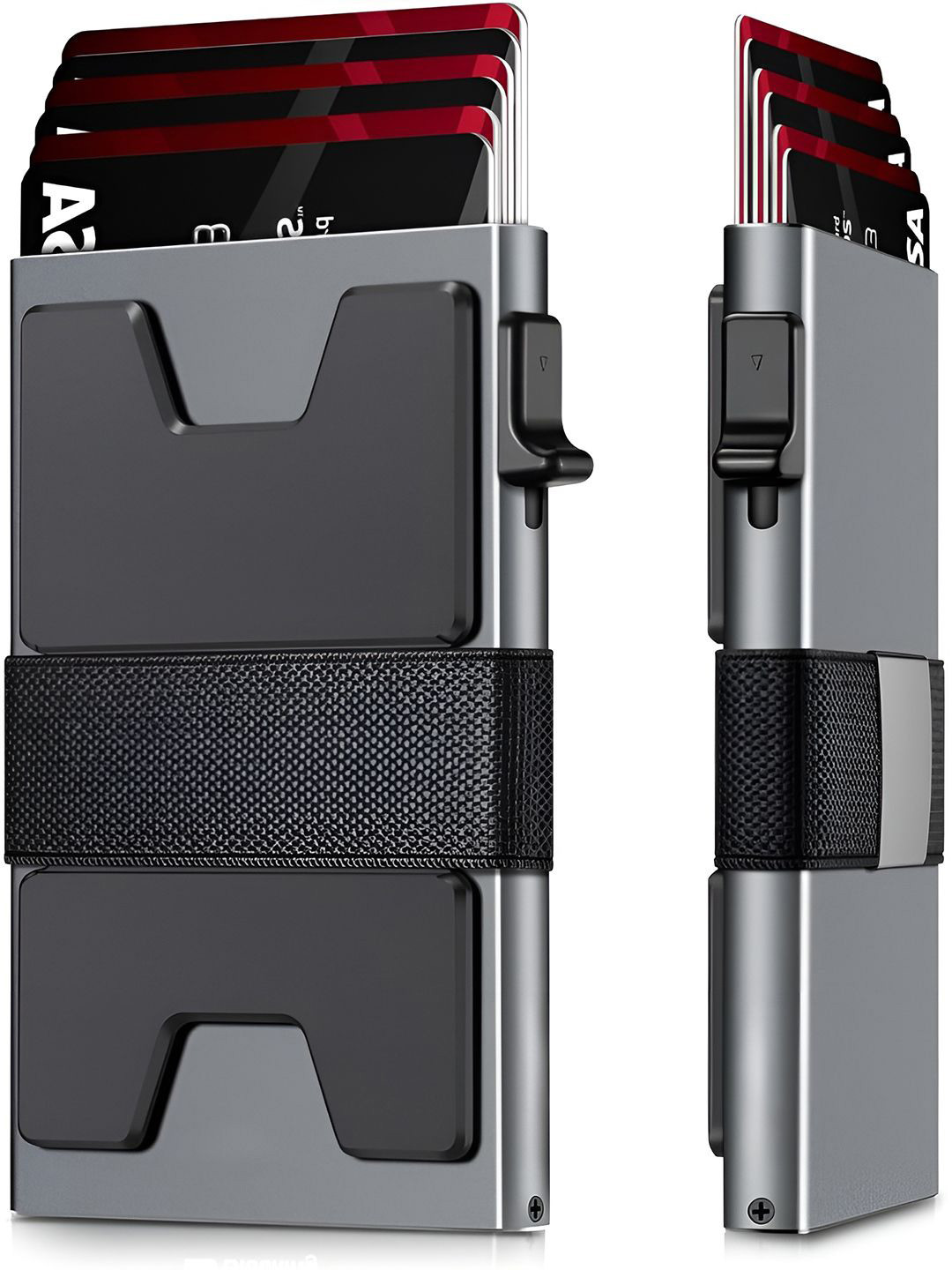 VOGARD Unisex Grey VOGARD Aluminium Pop Up Slim Card Wallet