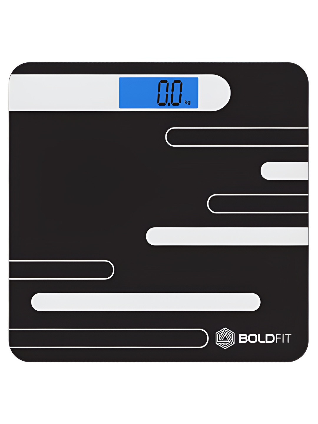 BOLDFIT Elite Black & White Glass Square Anti-Skid Weighing Scale