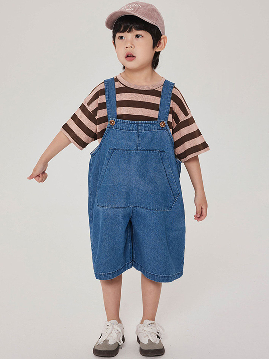 LULU & SKY Boys Washed Wide Leg Dungarees