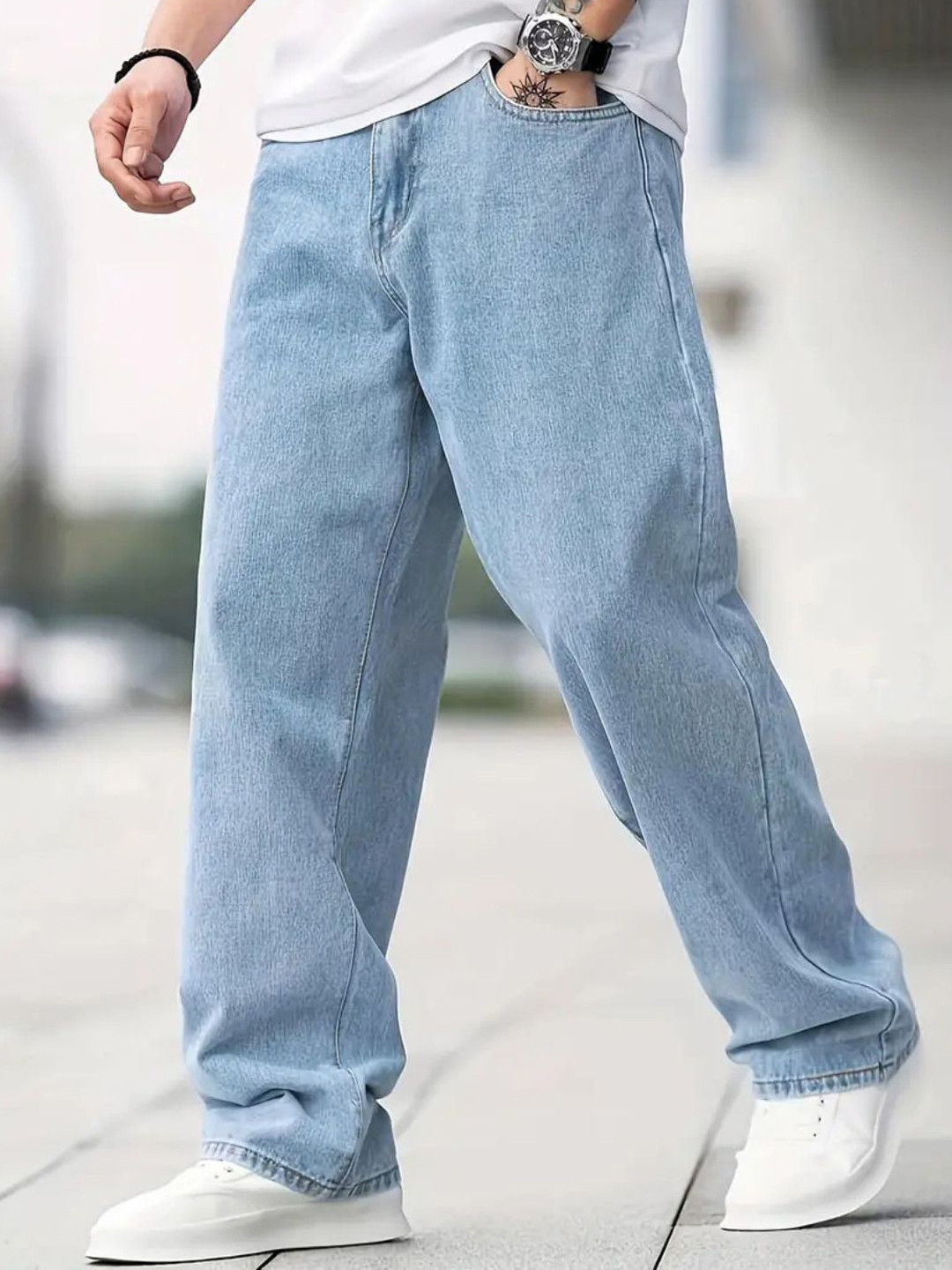 ASHTOM Men Denim Loose Fit Baggy Jeans