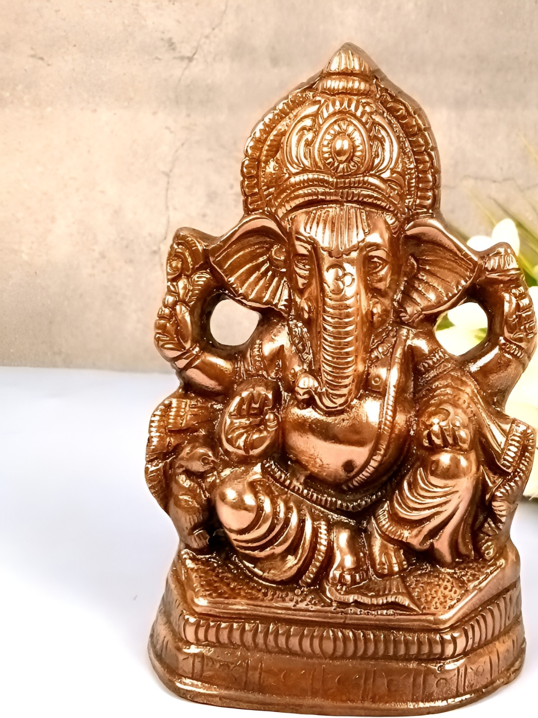 apka mart Lord Ganesha Bronze Metal Metallic Living Room Medium Showpiece - 23 Inches