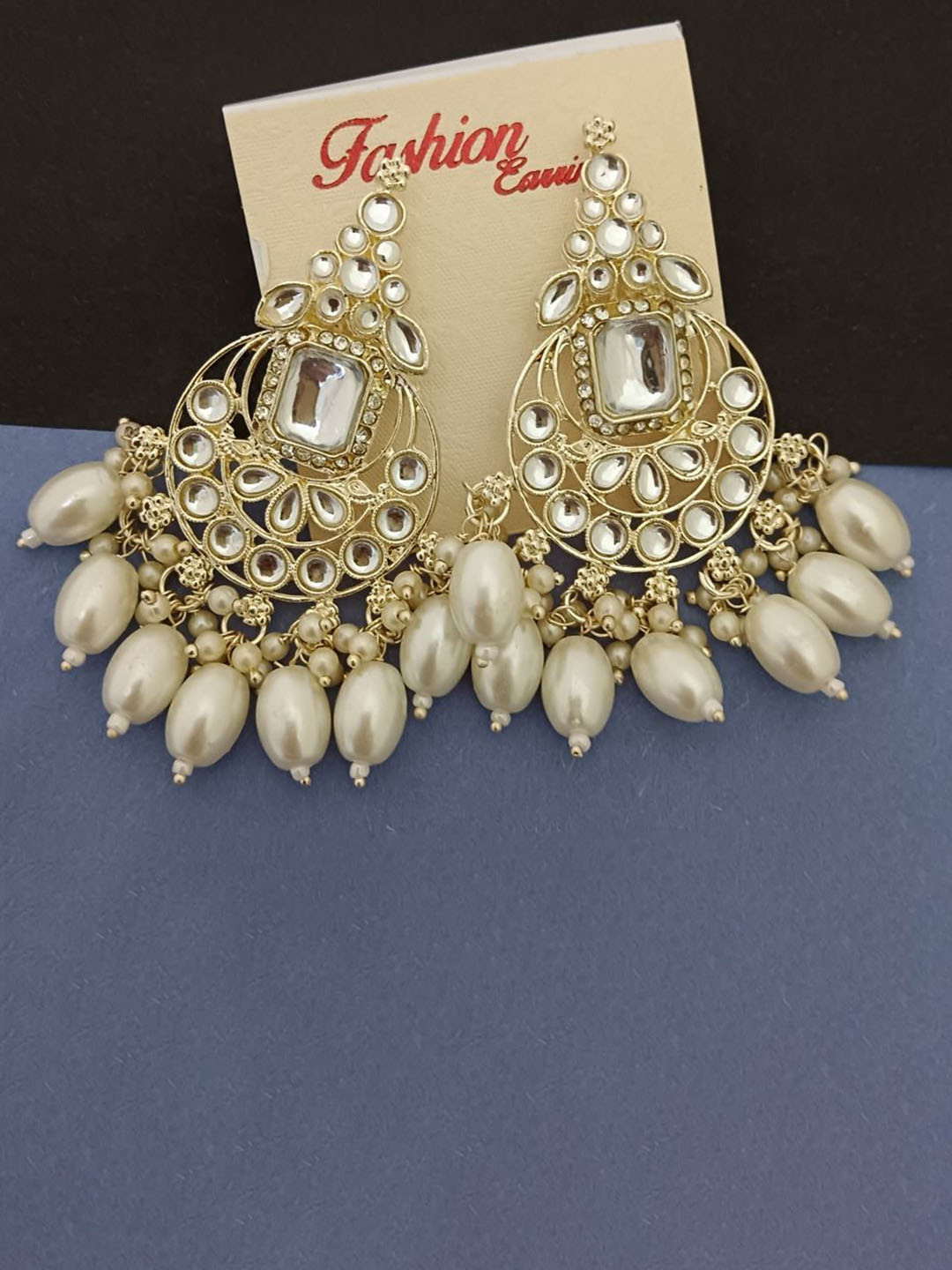 EVY Monalisa CZ White Gold-Plated Contemporary Artificial Beads Chandbalis