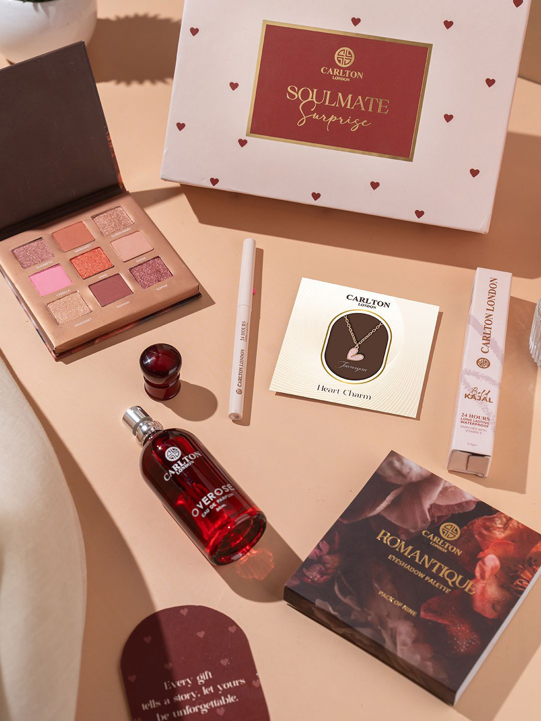 Carlton London Set of 3 Eyeshadow, Perfume- 30 ml, Necklace & Kajal With Card