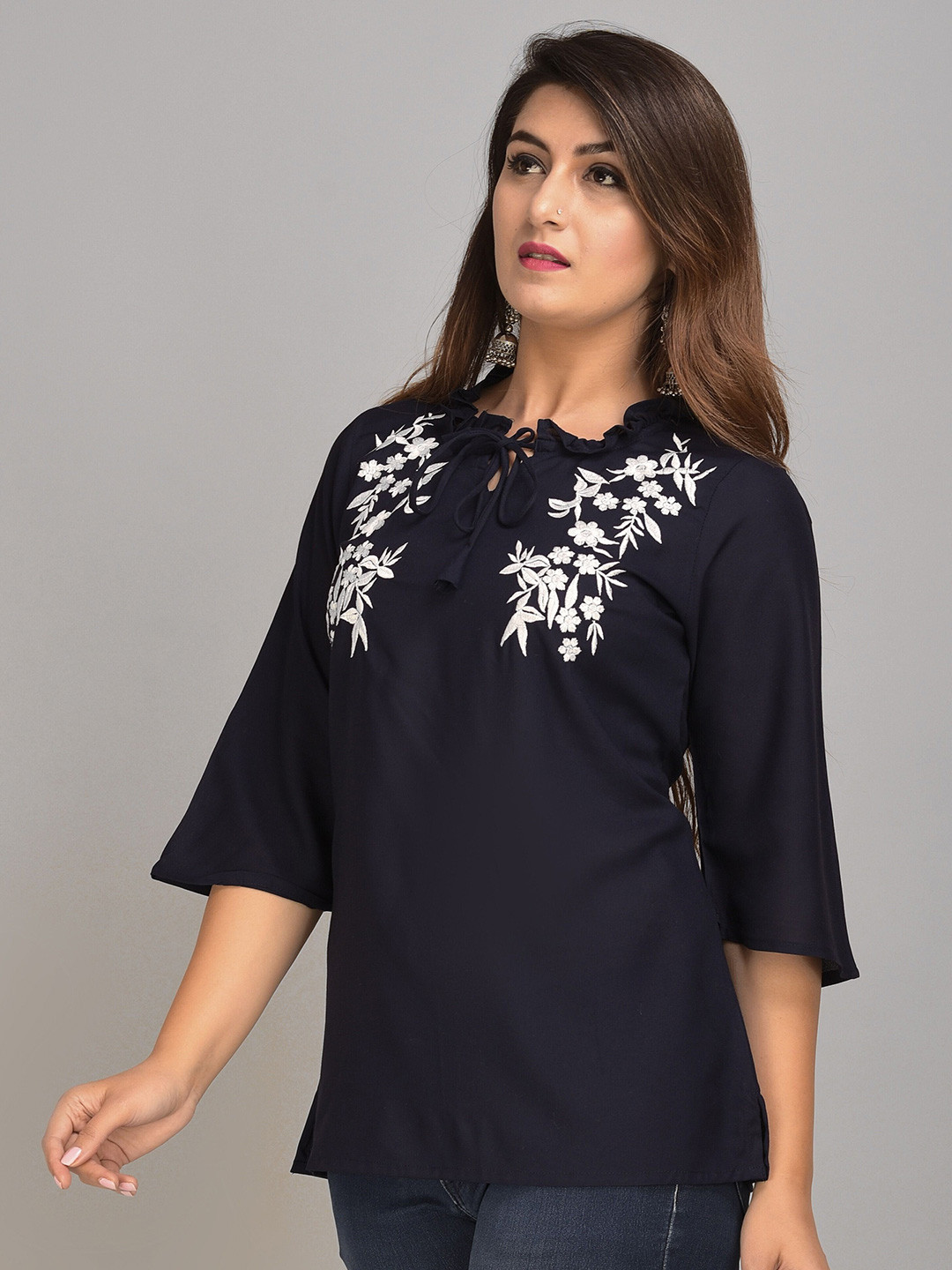 VYMO Embellished Embroidered Top