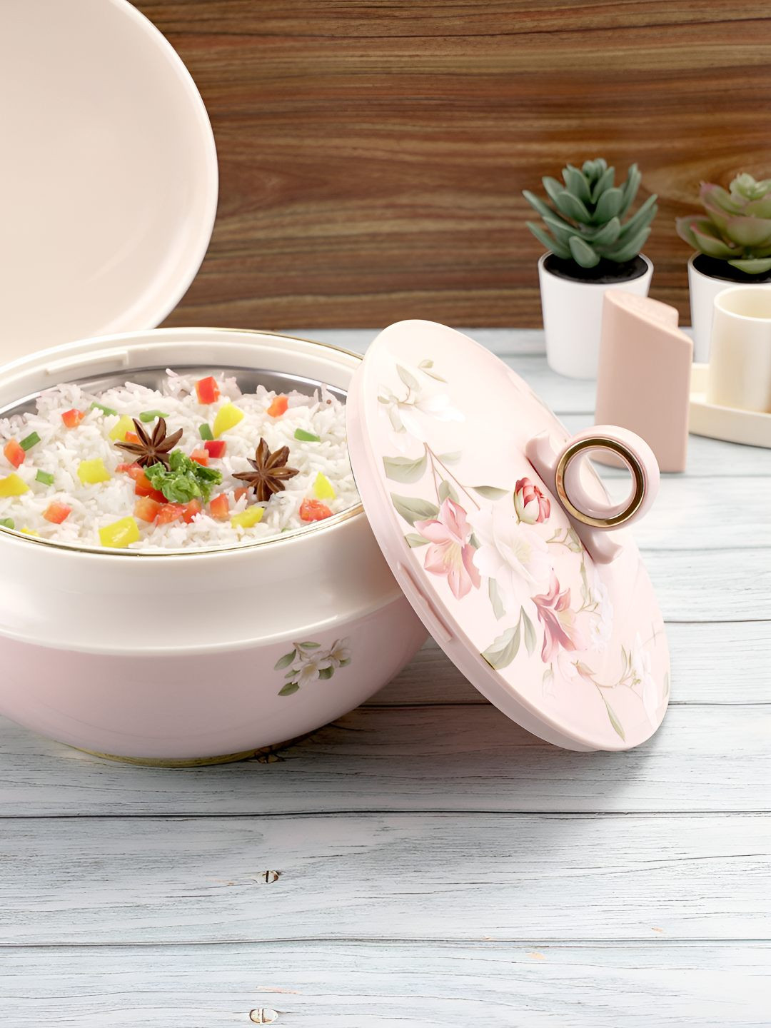 Nayasa Pink Bloom Insulated Inner Steel Casserole 1500 ML