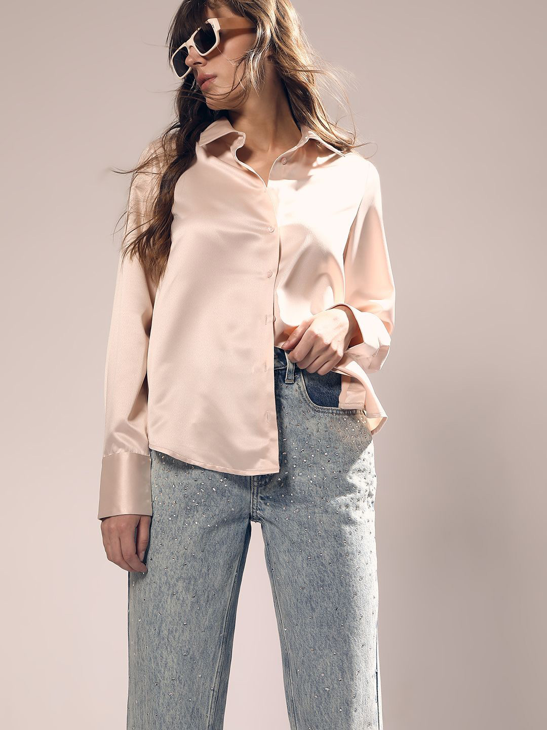 Vero Moda Women Spread Collar Solid Party Shirt