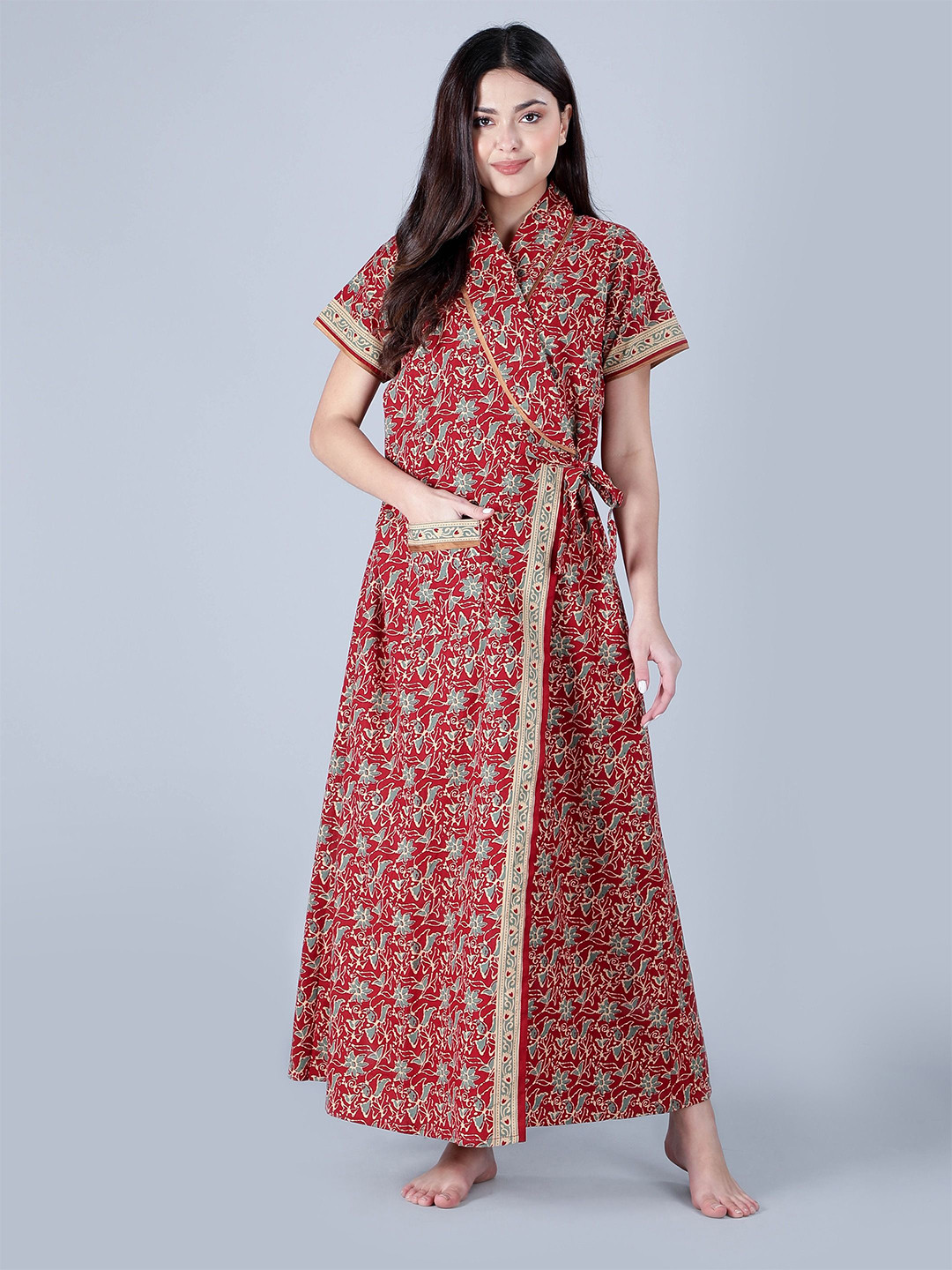 BELLAMY Women Printed Pure Cotton Robe